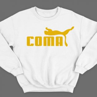 Прикольный свитшот с надписью "COMA" ("Кома")